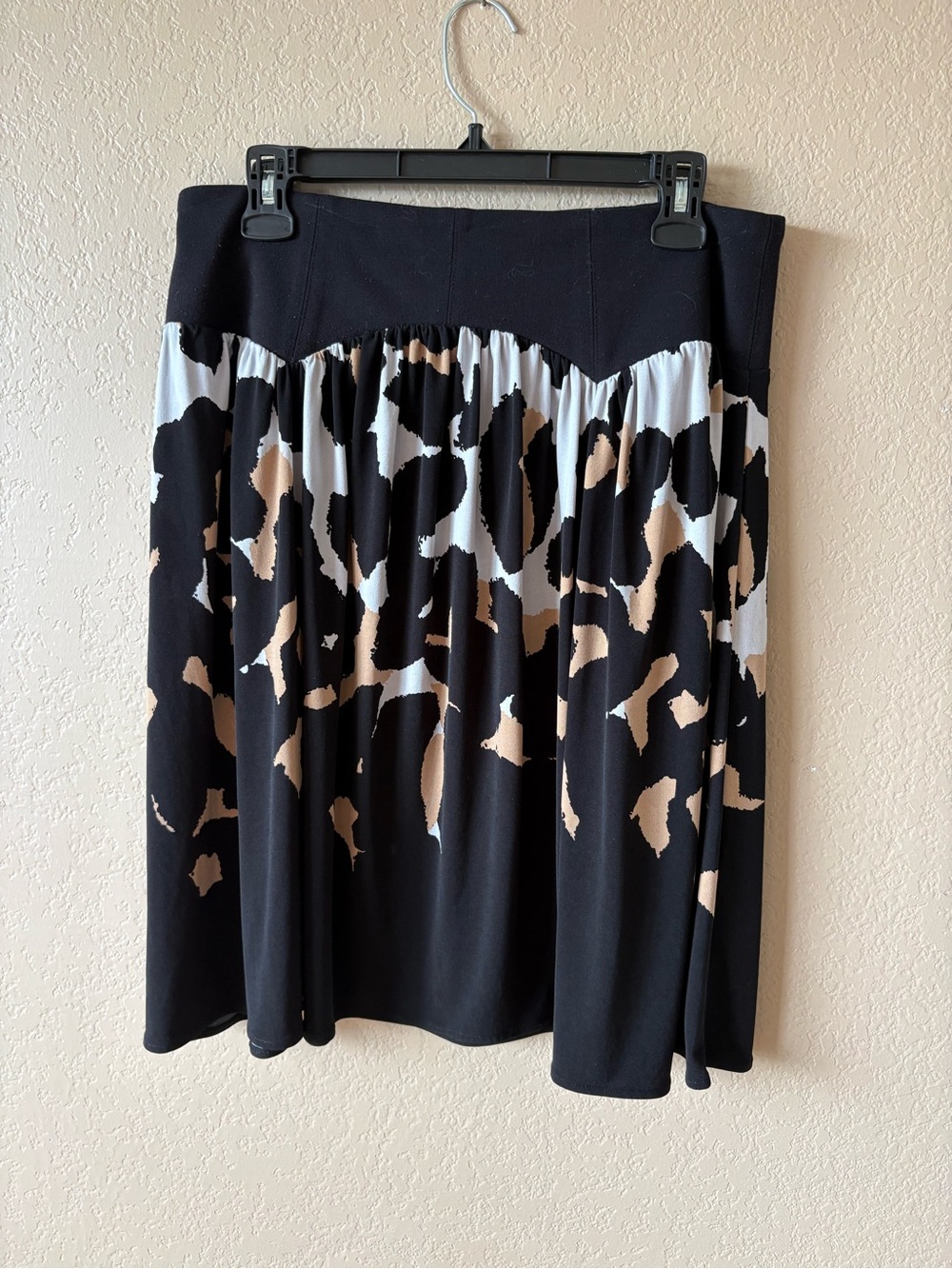 Grace Elements Medium A Line Skirt Black Tan Pattern Career